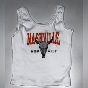 Large White Nashville Cropped Tank